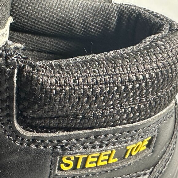 MENS 7W Black Leather Work Boots With steel safety toes